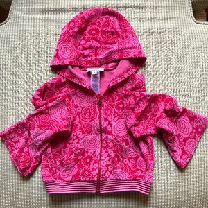 Vibrant Pink Soft B. Lulu Los Angeles Mod Floral Velour Hoodie